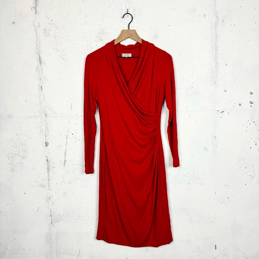 Hobbs London Laine Faux Wrap Red Dress Size 8